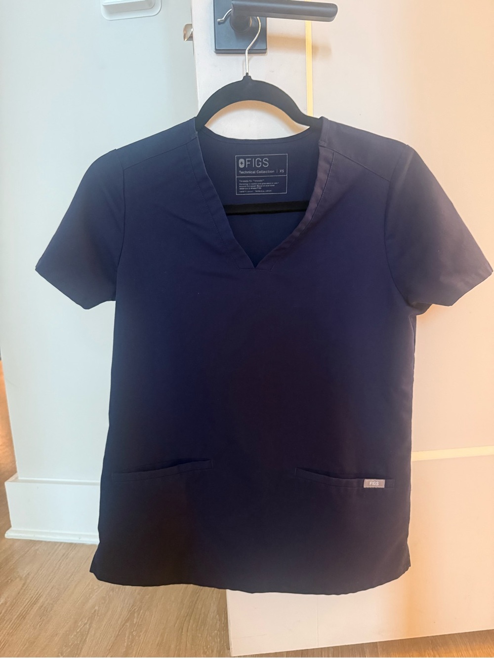 Figs Navy V-Neck Casma Scrub Top